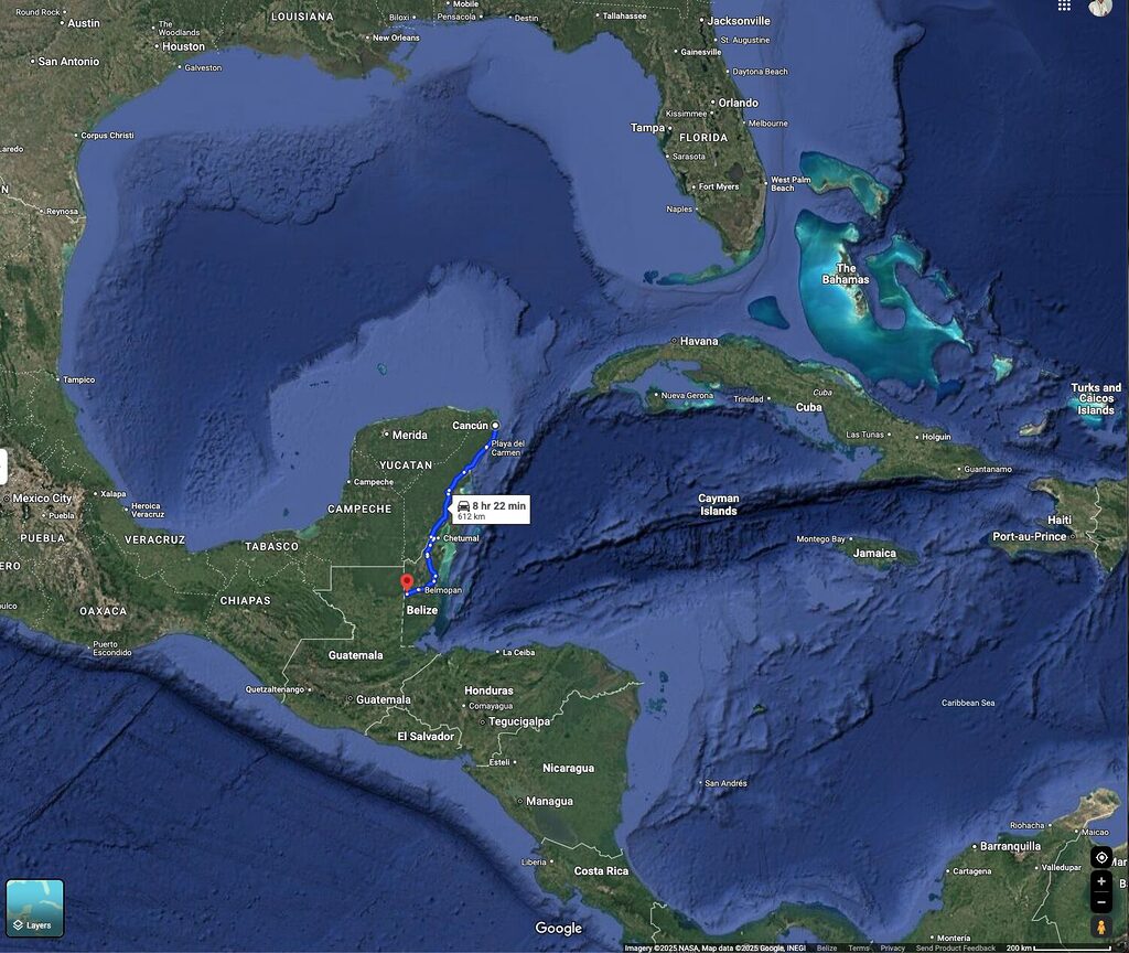 google maps cancun to belize