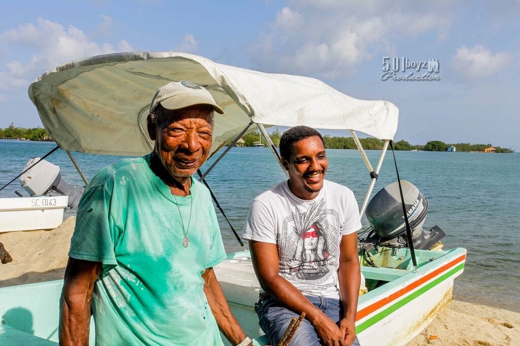 Alvin with his grandfather, 2016 — family roots in Belize