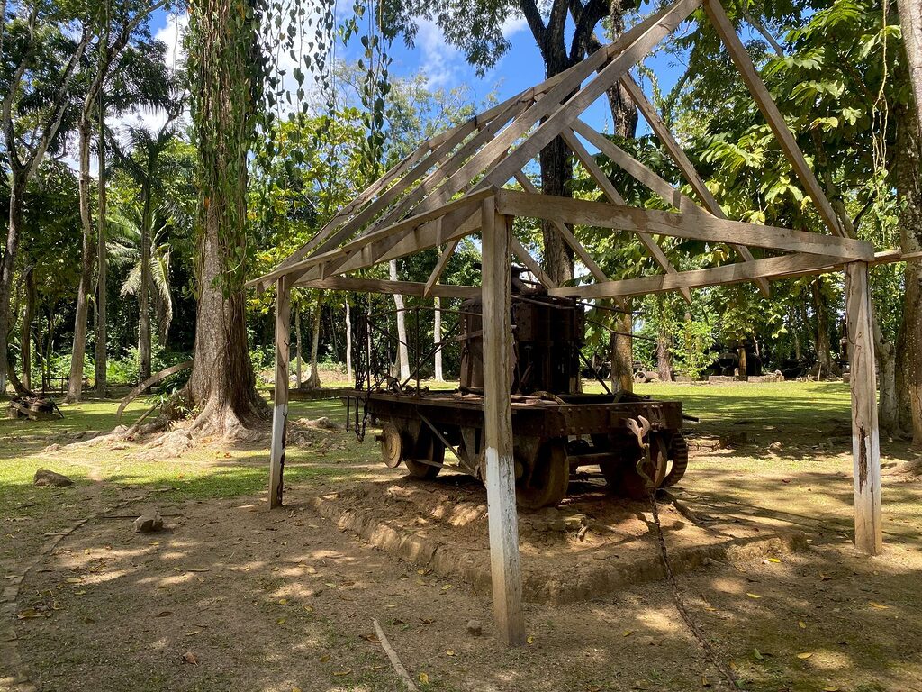 A break in the November rain reveals the historic Serpon Sugar Mill in Belize, with damp ground and soft light — a perfect day for exploring.
