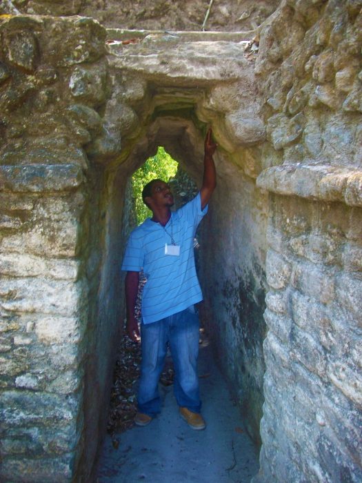 Alvin standing inside a corbel vault at Cahal Pech Maya ruins in San Ignacio, Belize, 2014